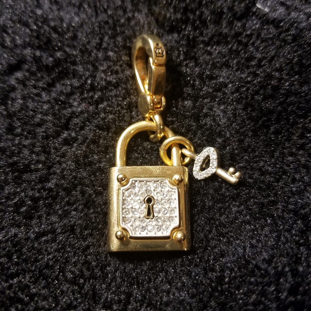 Juicy couture gold pave lock and key charm
